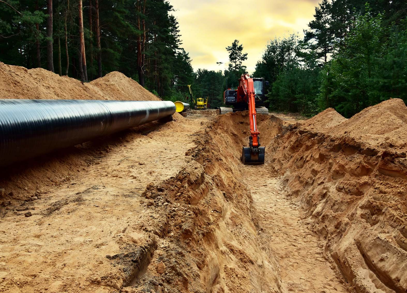 Digging with excavator.